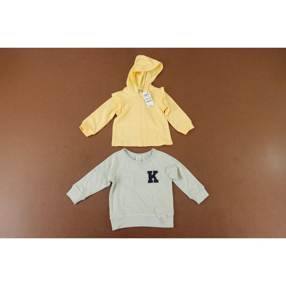 Baby Girl 6-9 Months Mixed Brands Yellow Full Zip Hoodie Green Sweatshirt NWT